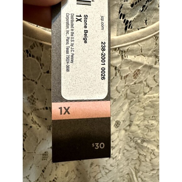 JCP Womans Sheer Floral Lace Top Size 1X Boho Western Quiet Luxury Capsule - Picture 3 of 12